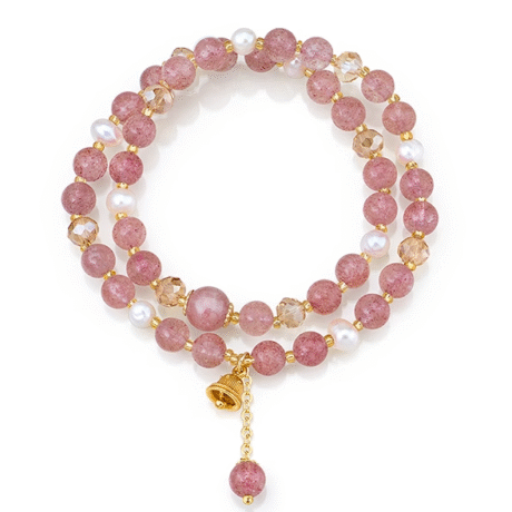Pink bead pink crystal bracelet