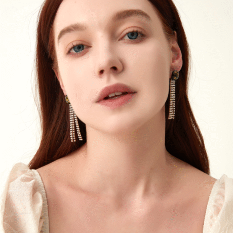 French vintage tassel stud earrings for women, light luxury with a high-end fashion design