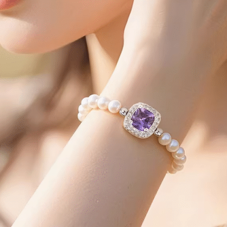 Purple sugar pearl bracelet